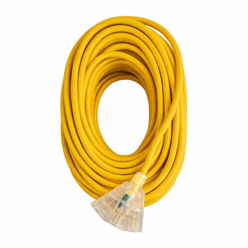 100 ft. 12/3 SJTW Lighted Triple Tap Power Extension Cord