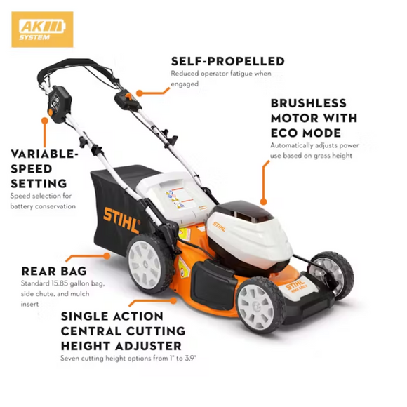 STIHL RMA 460VS Self Propelled Cordless Lawn Mower Kit