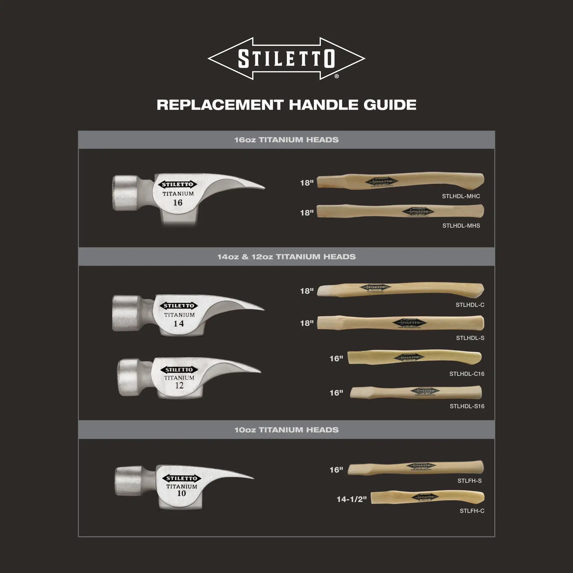 Stiletto STLHDL-MHC 16 oz. Square Head Curved Replacement Handle