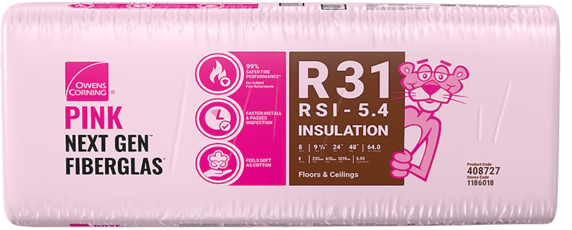 Owens Corning R-31 EcoTouch 24 in. x 48 in. x 9.25 in. Pink Fiberglas Insulation (64.0 sq. ft.)