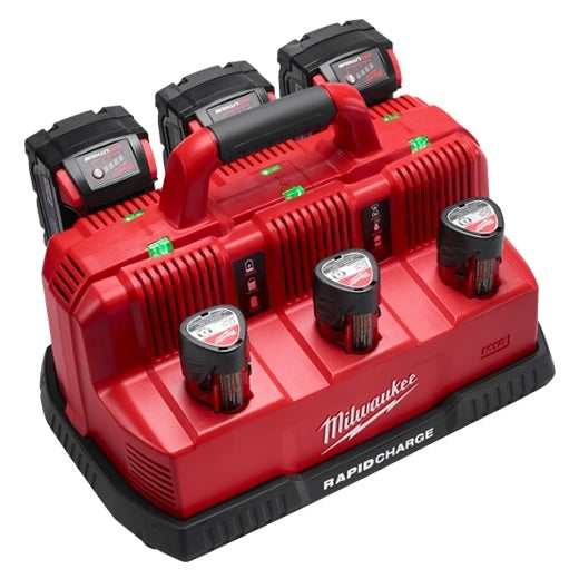 Milwaukee 48-59-1807 18-Volt/12-Volt M18/M12 Lithium-Ion Multi Voltage 6-Port Sequential Rapid Battery Charge Station
