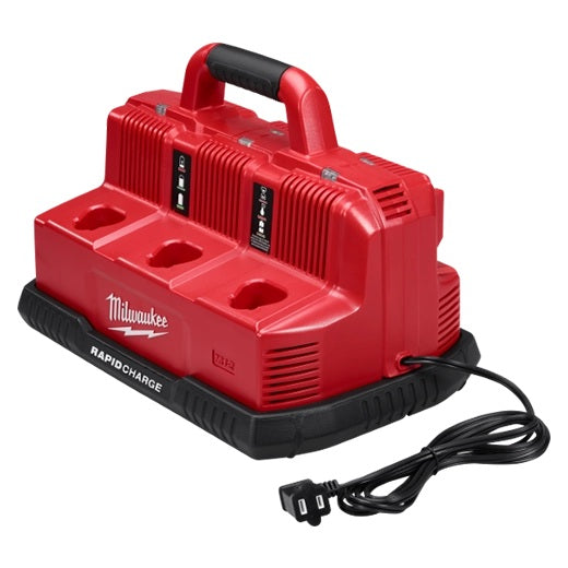 Milwaukee 48-59-1807 18-Volt/12-Volt M18/M12 Lithium-Ion Multi Voltage 6-Port Sequential Rapid Battery Charge Station