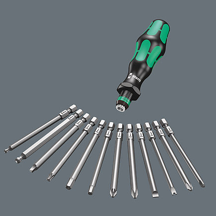 Wera 05059297001 33-Piece Kraftform Kompakt 62 Quick-Release Chuck Screwdriver and Bit Set