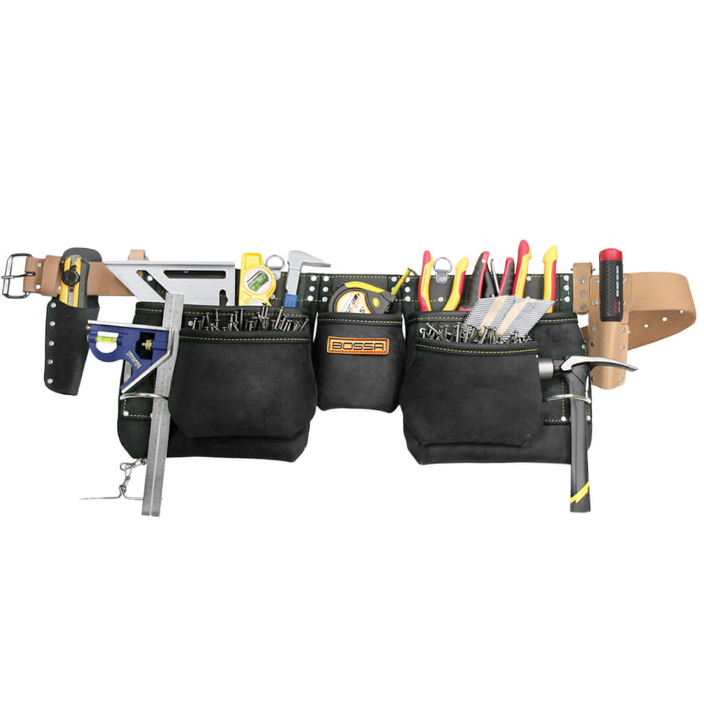 Bossa 11-Pocket Leather Carpenter Pouch with Belt and Suspender Loops