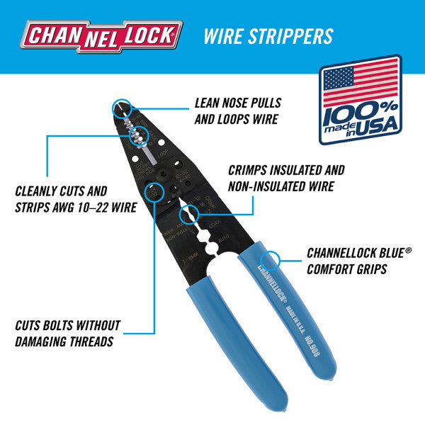 Channellock 908 8 in. Wire Stripper