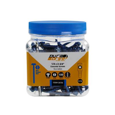 DuraDrive 1/4 in. x 2-3/4 in. Hex Head Slot Drive Concrete Screws (100-Pack)