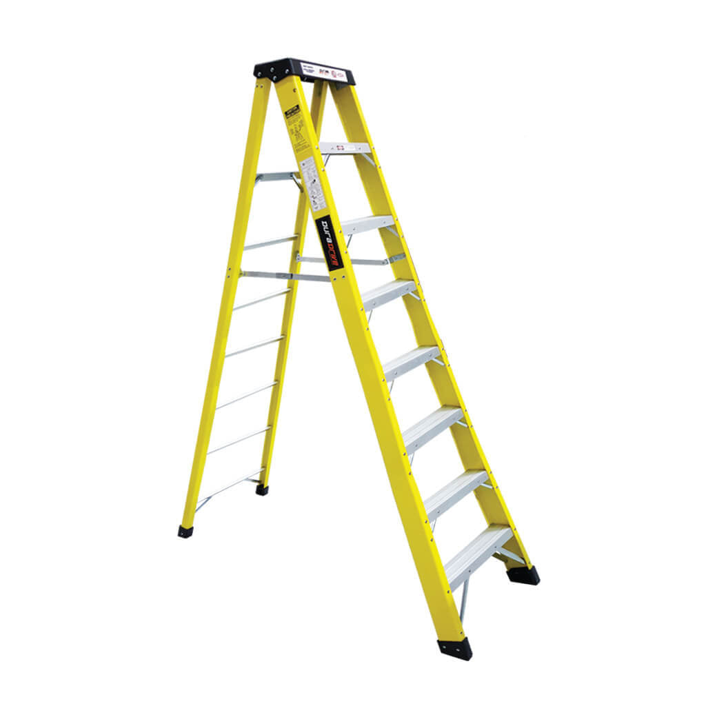 DuraDrive 8' Fiberglass Step Ladder, 300 Lbs. Grade 1A