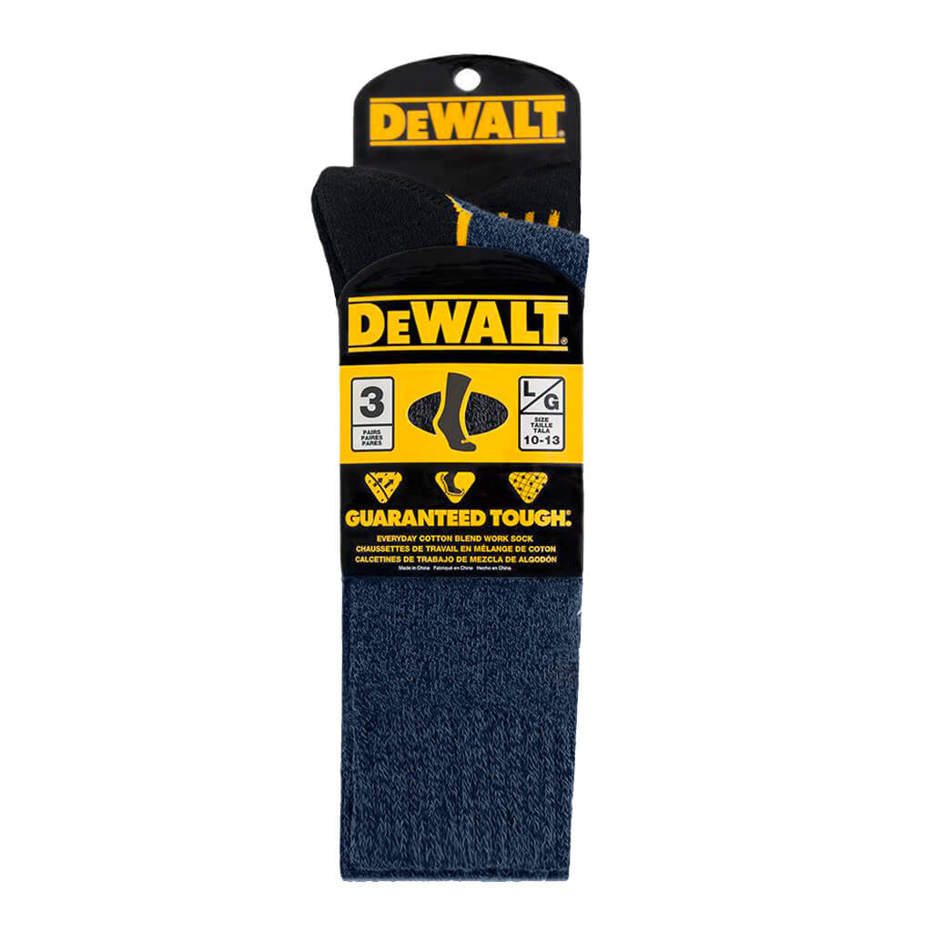 Dewalt Everyday Cotton Blend Work Socks, Blue (3-Pairs)