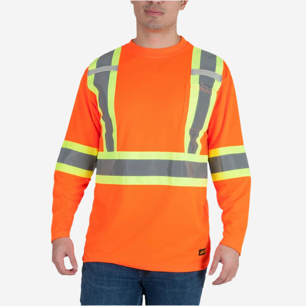DuraDrive Men's Orange Hi-Vis Long Sleeve Cooling Safety T-Shirt