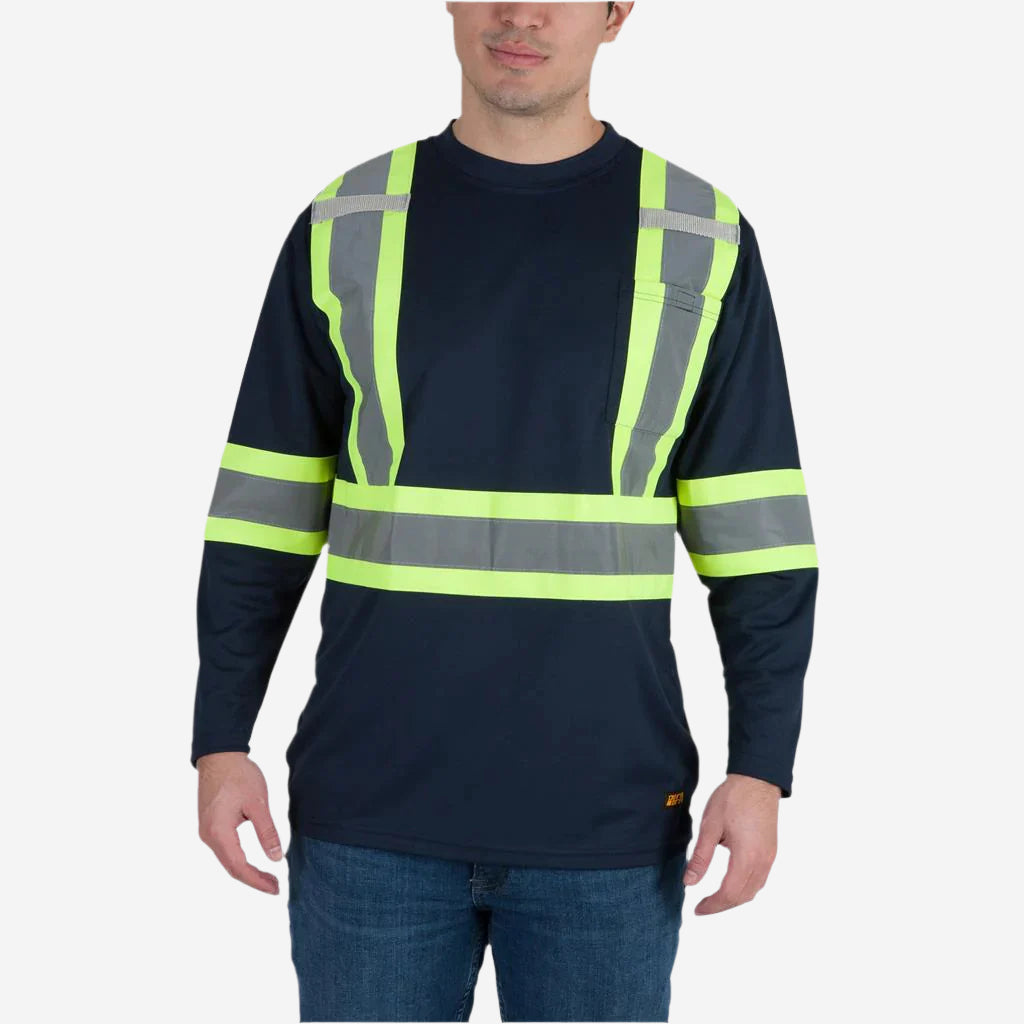 DuraDrive Men's Navy Hi-Vis Long Sleeve Cooling Safety T-Shirt