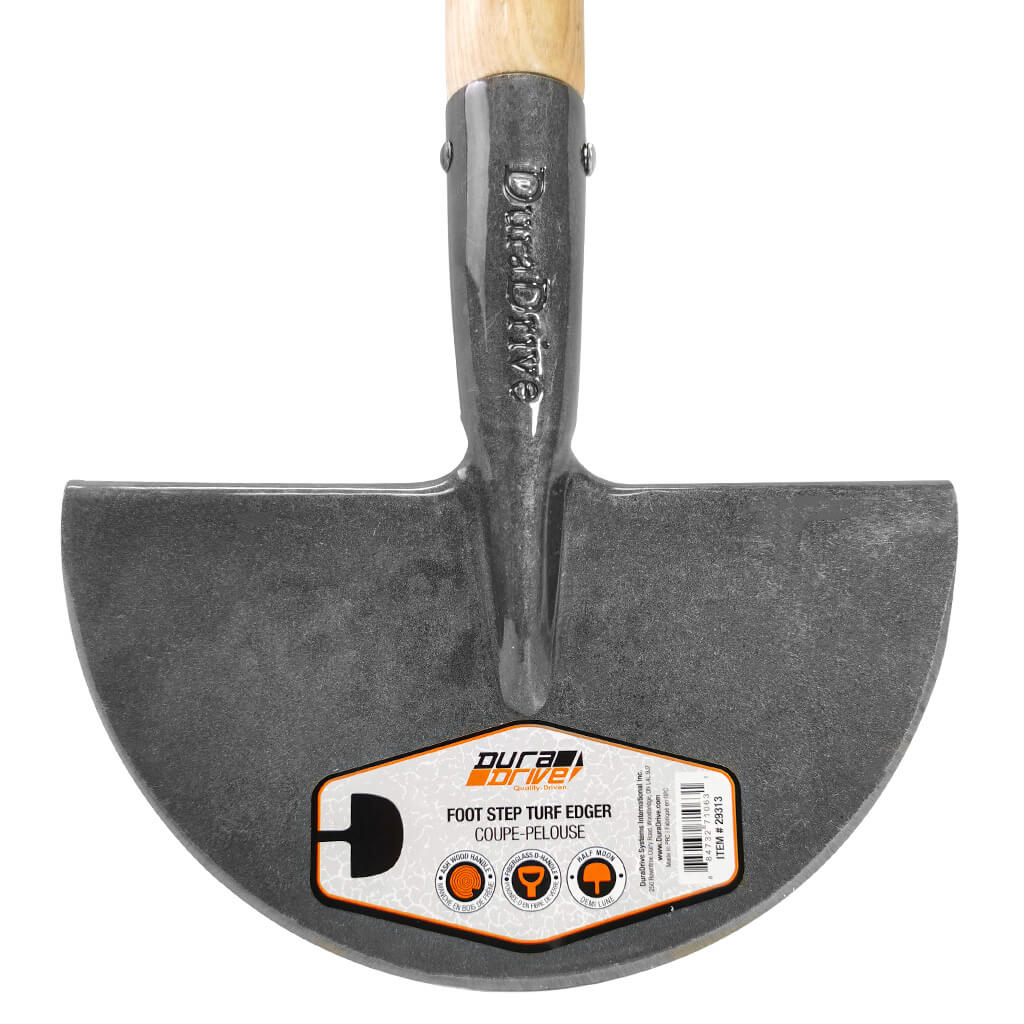DuraDrive Ash Wood D-Handle Half-Moon Turf Grass Foot Step Edger