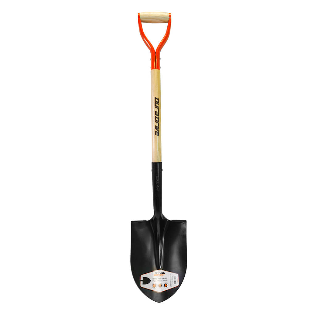 DuraDrive 8.5" Carbon Steel Powder Coated Round Point Digging Shovel