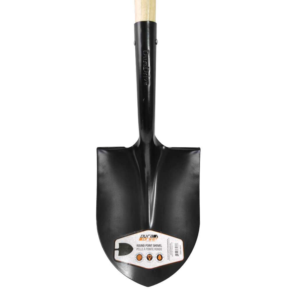 DuraDrive 8.5" Carbon Steel Powder Coated Round Point Digging Shovel