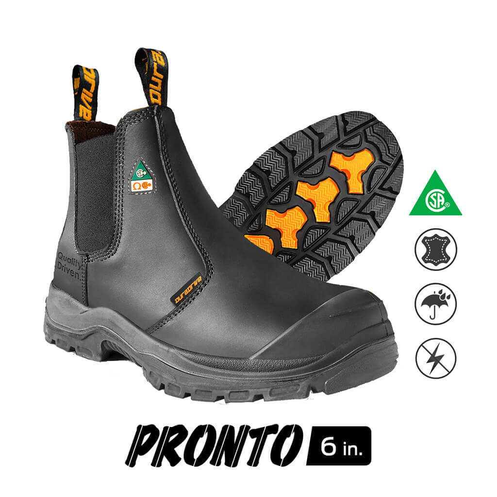 DuraDrive Pronto 6 in. Waterproof Slip-On Work Boots, Black
