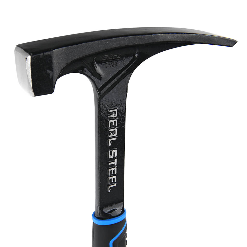 REAL STEEL 0523 22-oz. Forged One-Piece Steel Brick Hammer and Chisel Edge Rock Pick