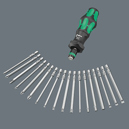 Wera 05057483001 19-Piece Kraftform Kompakt 1/4 in. Imperial Hex Turbo Bit Holder Screwdriver Set