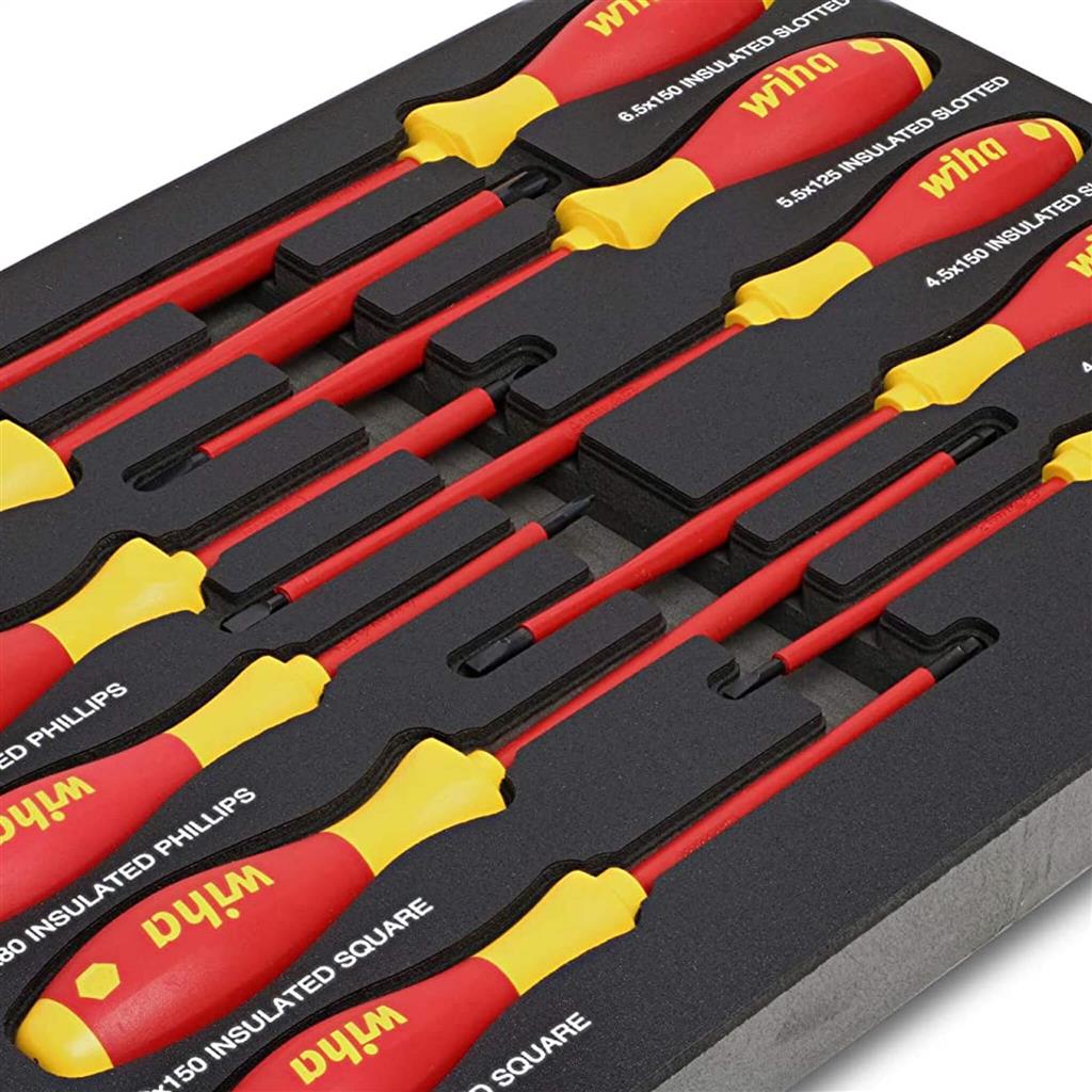 Wiha 32080 Insulated SoftFinish Slotted/Phillips/Square Screwdriver Set (10-Piece)