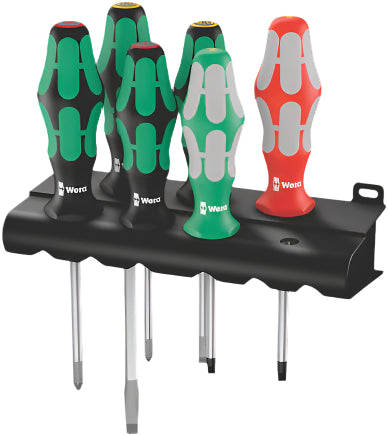 Wera 05347778001 6-Piece 334/368/6 Kraftform Plus Screwdriver Set with Rack