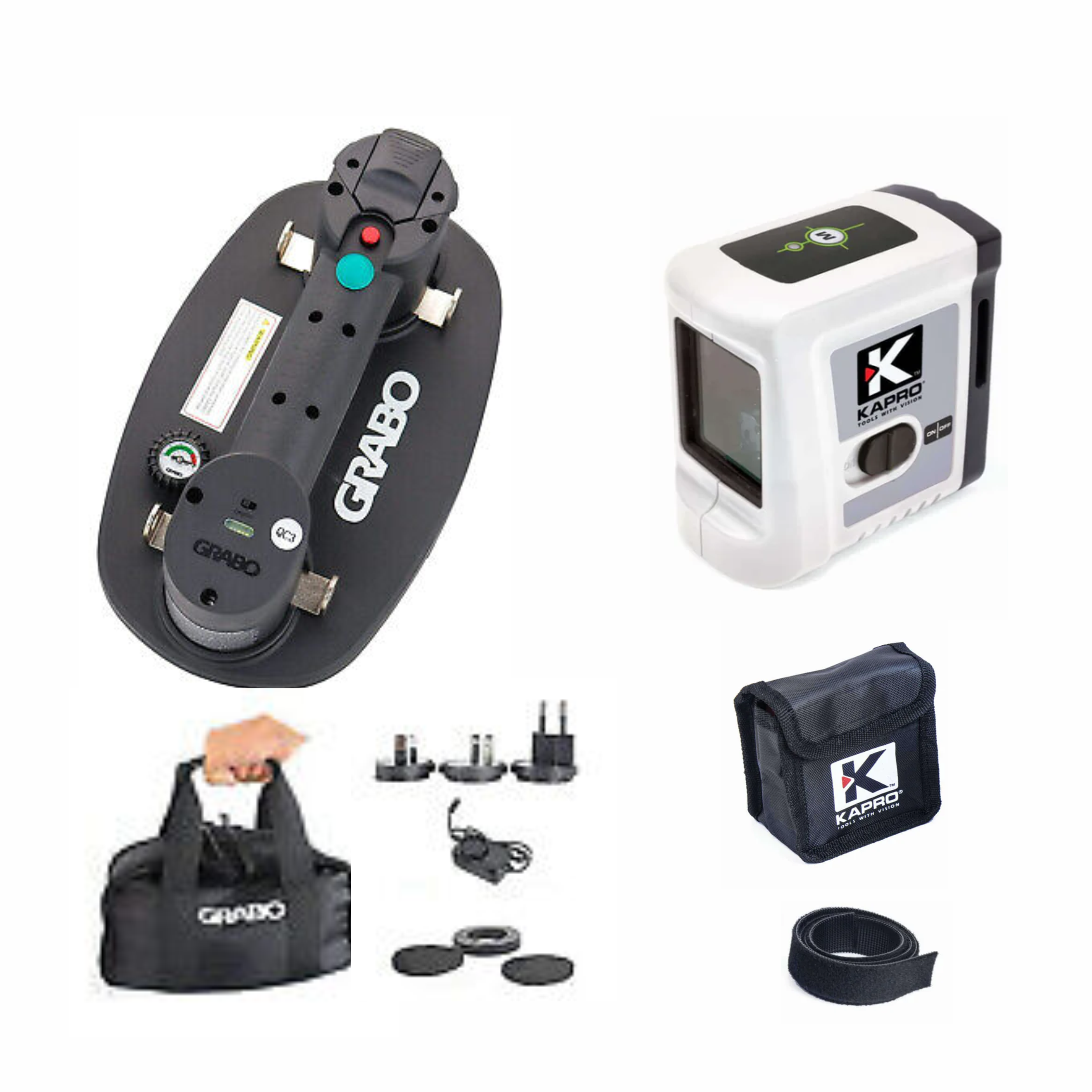 Grabo Nemo Analog Lifter And Kapro 862G Pro Green Cross Line Laser kit
