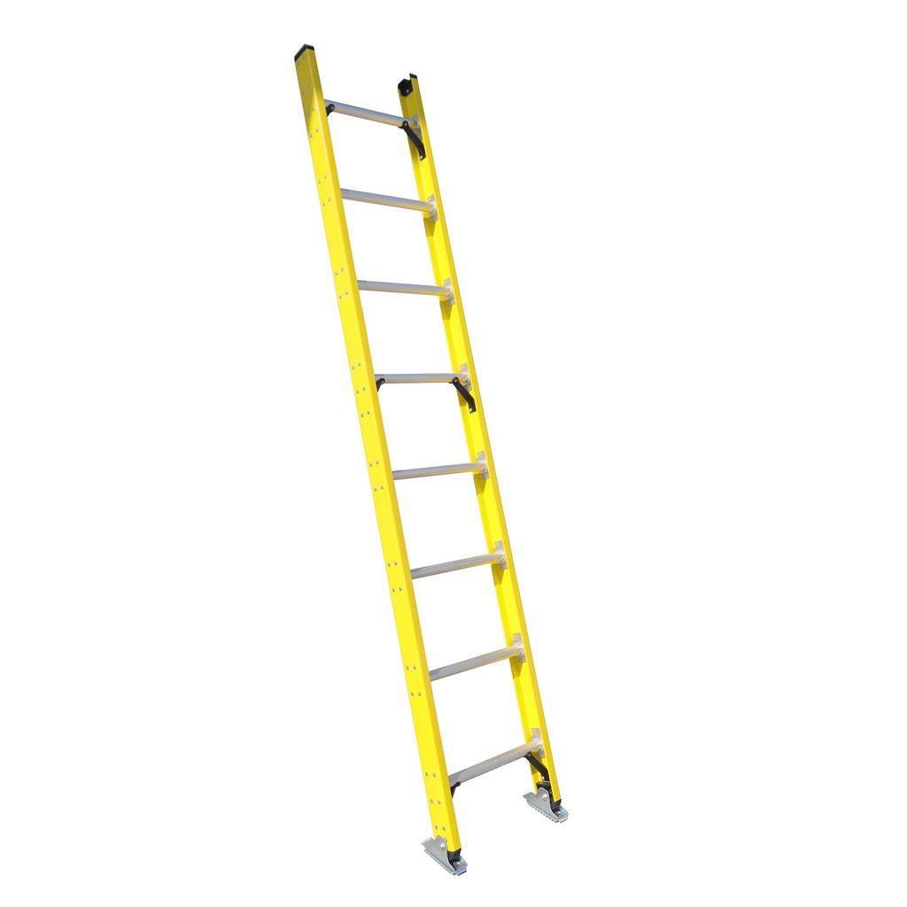 DuraDrive 8' Fiberglass Straight Ladder, 300 Lbs. Grade 1A