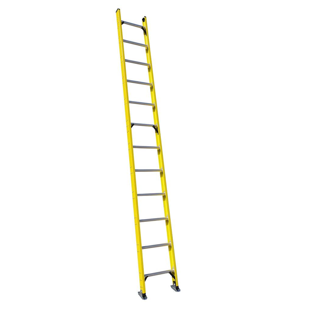 DuraDrive 12' Fiberglass Straight Ladder, 300 Lbs. Grade 1A