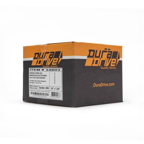 DuraDrive 1/4 in. x 1-3/4 in. Hex Head Slot Drive Concrete Screws (2,500 Per Box)