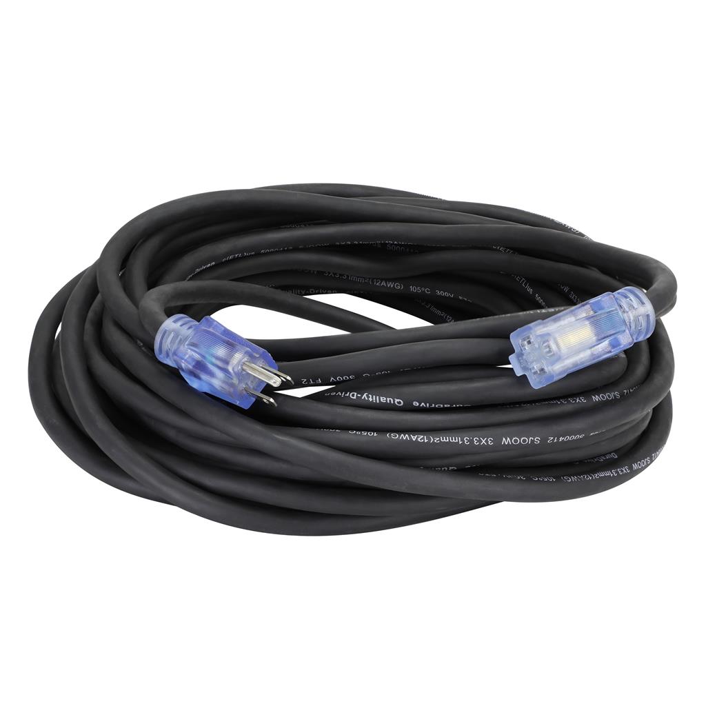DuraDrive 50' 3 Conductors 12 AWG Extension Cord with Lighted Female Plug