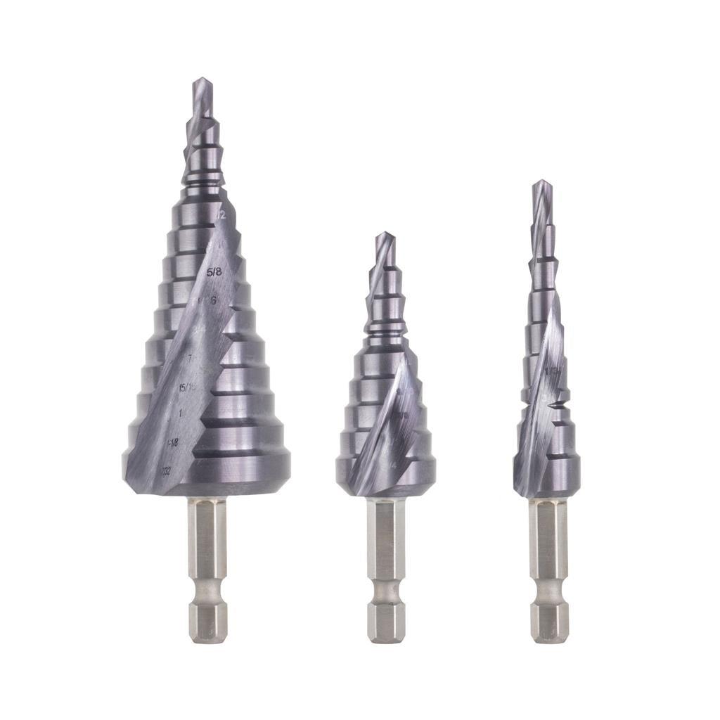 SaberCut 5/32" - 1-7/32" Cobalt Step Drill Bit Set (3-Pieces)
