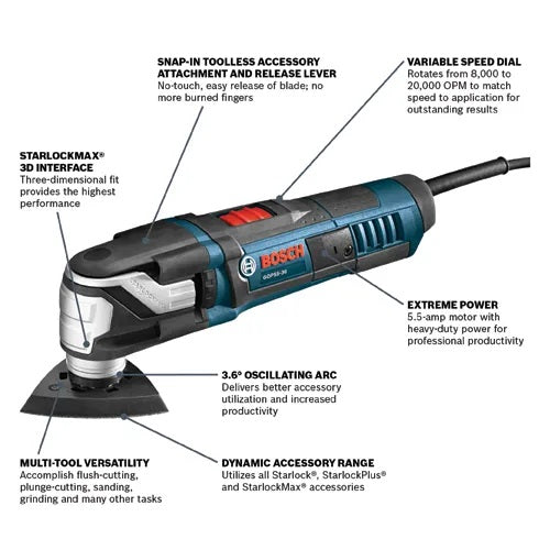 Bosch GOP55-36B StarlockMax Oscillating Multi-Tool Kit