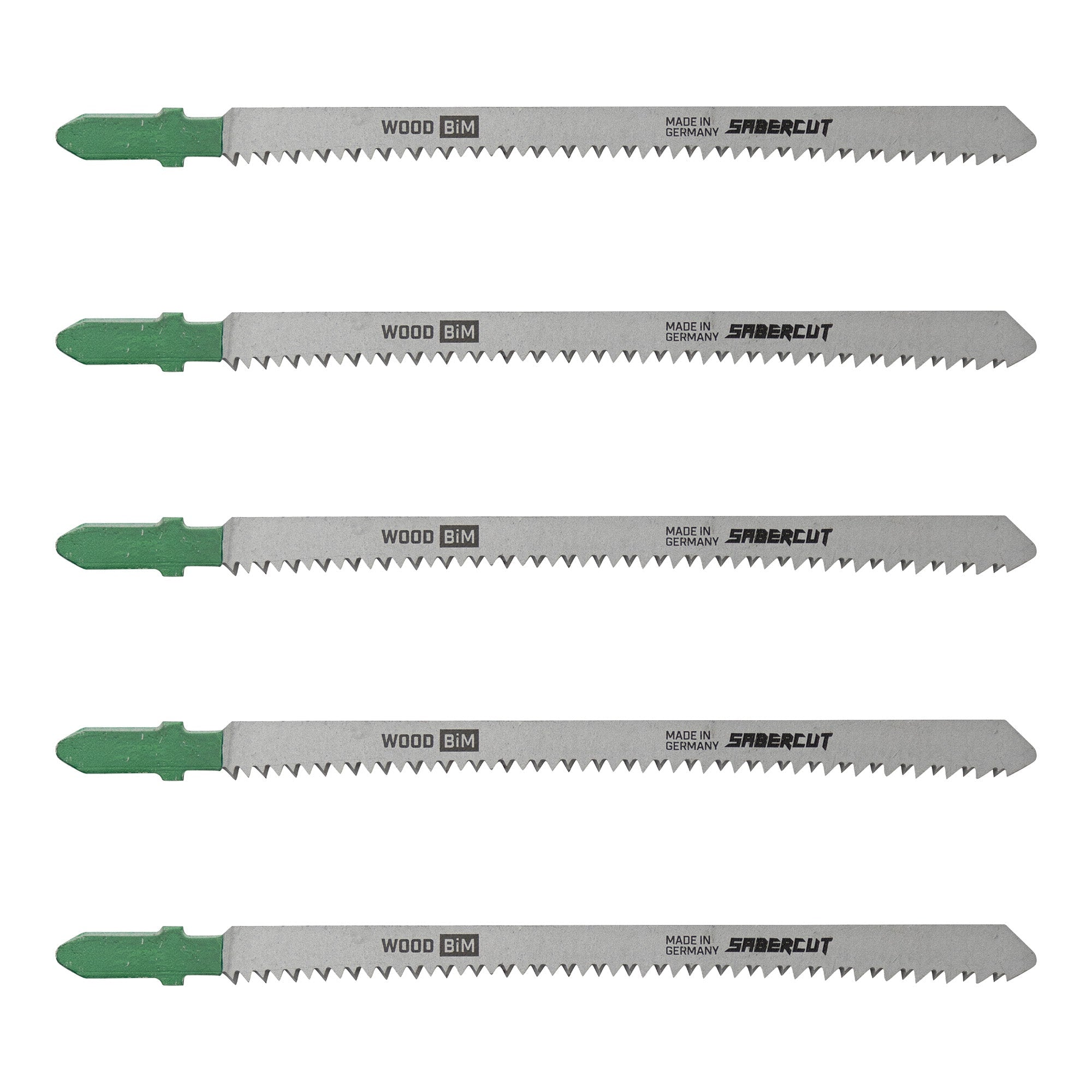 Sabercut 5 in. x 12TPI Bi-Metal T-Shank Jigsaw Blade for Ultra-Clean Top & Bottom Cuts on Wood (5-Pack)
