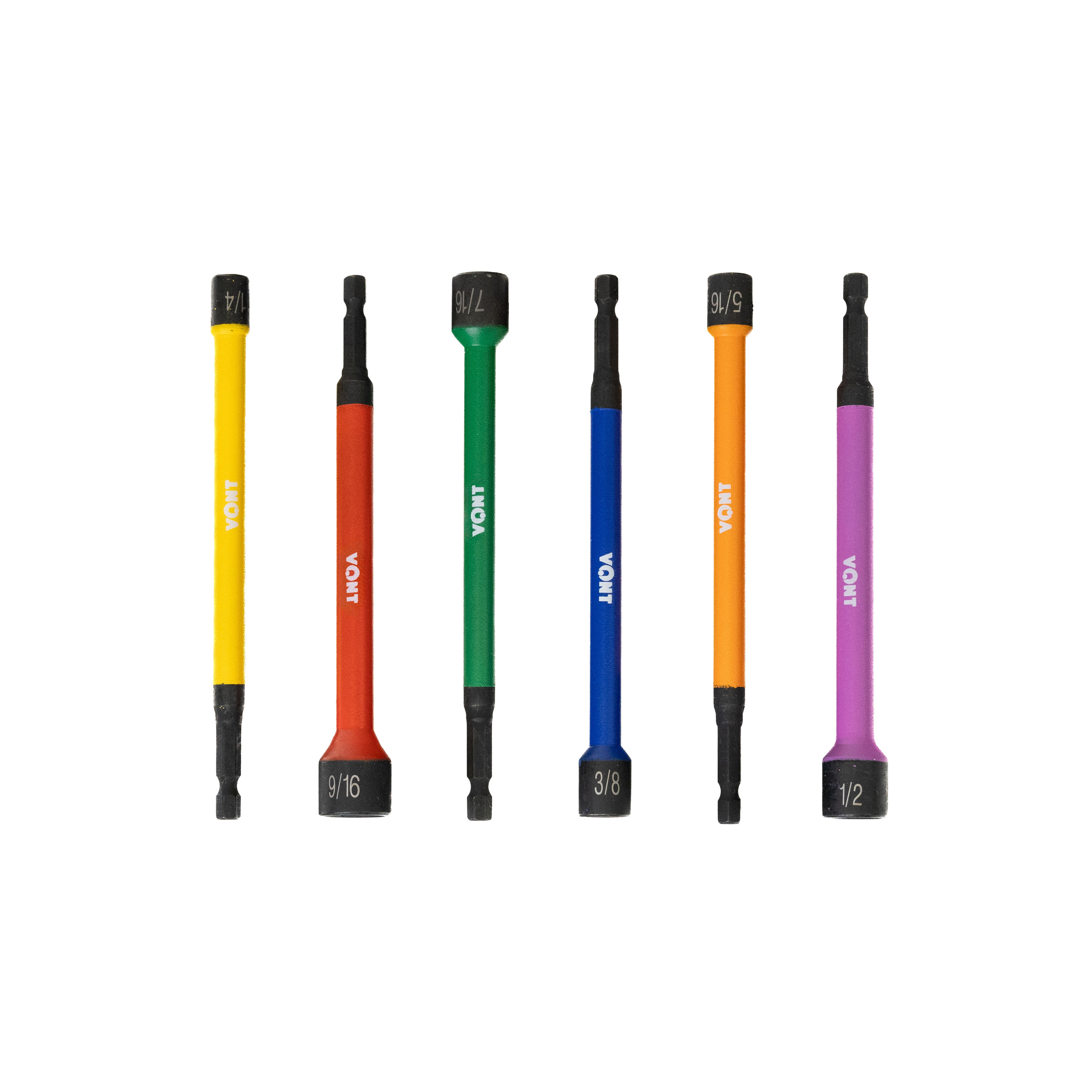 Vont 6 in. Imperial Colour Coded Magnetic Nut Setter Set (6-Pieces)