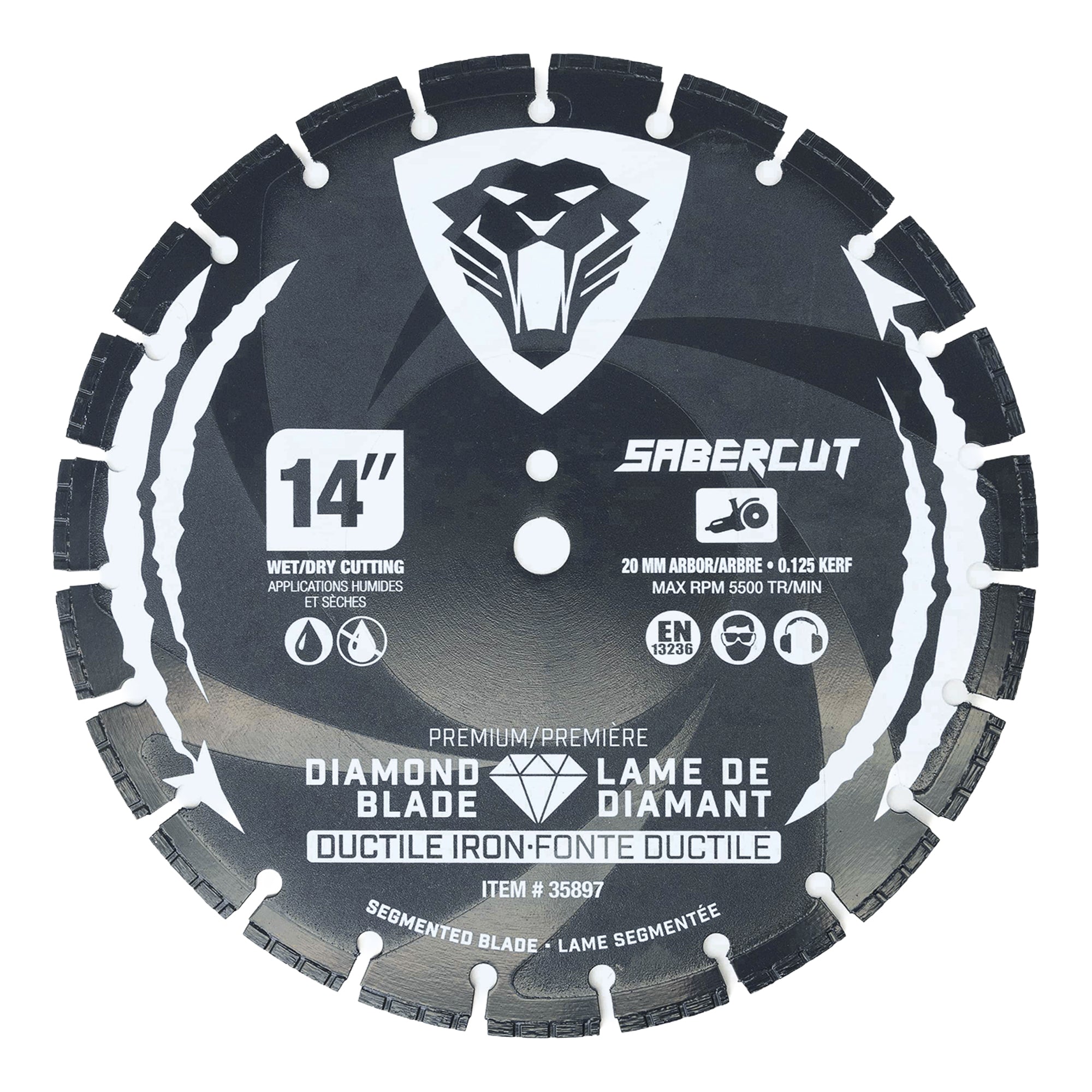 Sabercut 14 in. Segmented Diamond Blade for Ductile Iron, 20 mm Arbor