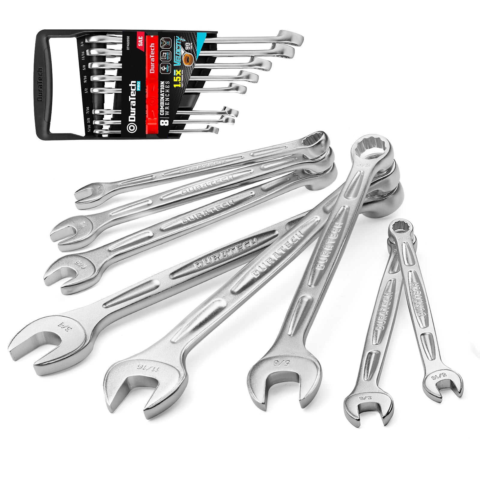 DURATECH COMBINATION WRENCH IMPERIAL CRV SET (5/16, 3/8, 7/16, 1/2, 9/16, 5/8, 11/16, 3/4) 8PC