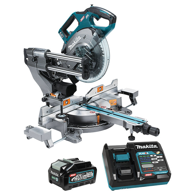 Makita LS002GM102 40Vmax XGT Brushless 8-1/2 in. Dual Compound Mitre Saw with AWS Kit (4.0Ah x1)