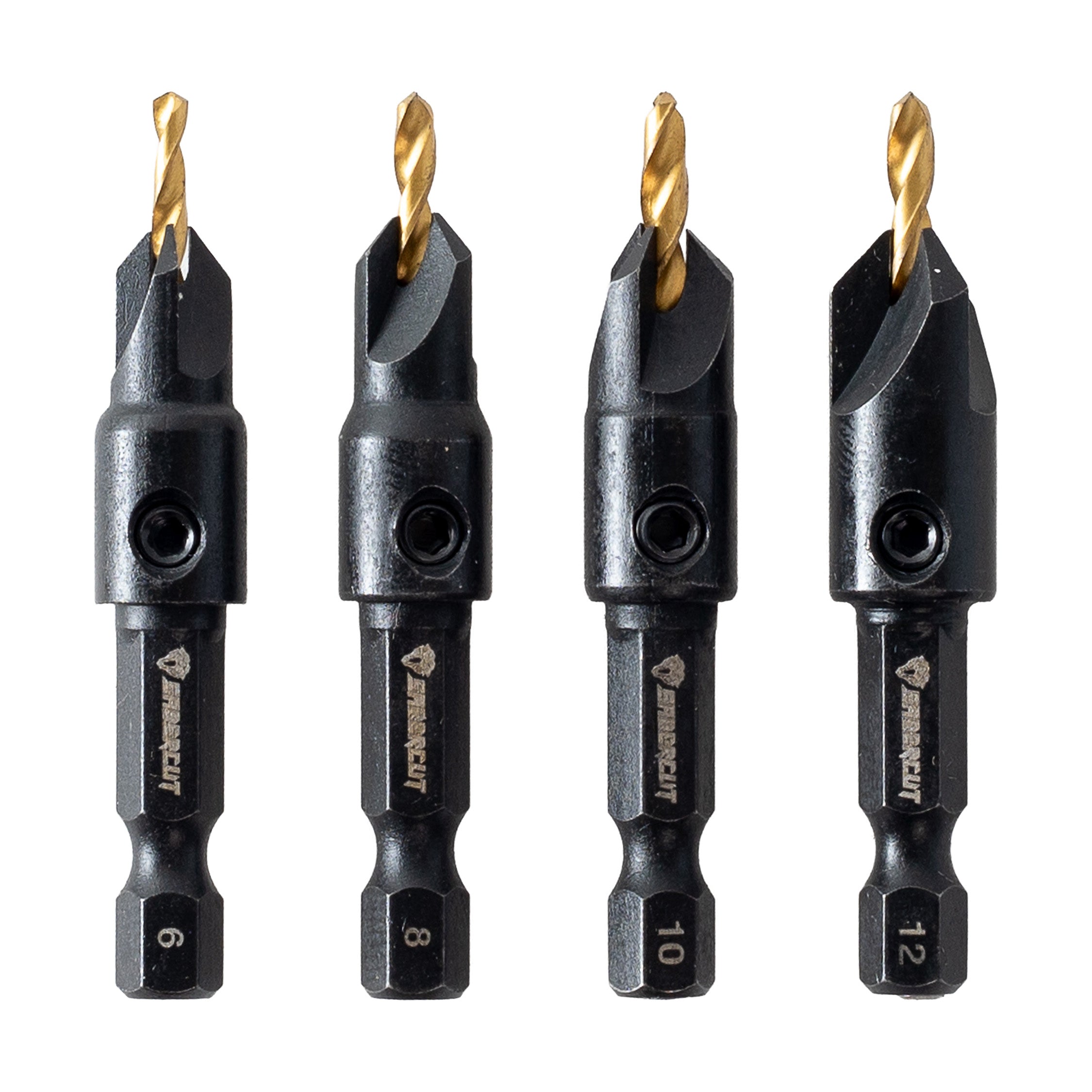 Sabercut Countersink Drill Bit Set (#6,#8,#10,#12, Key)