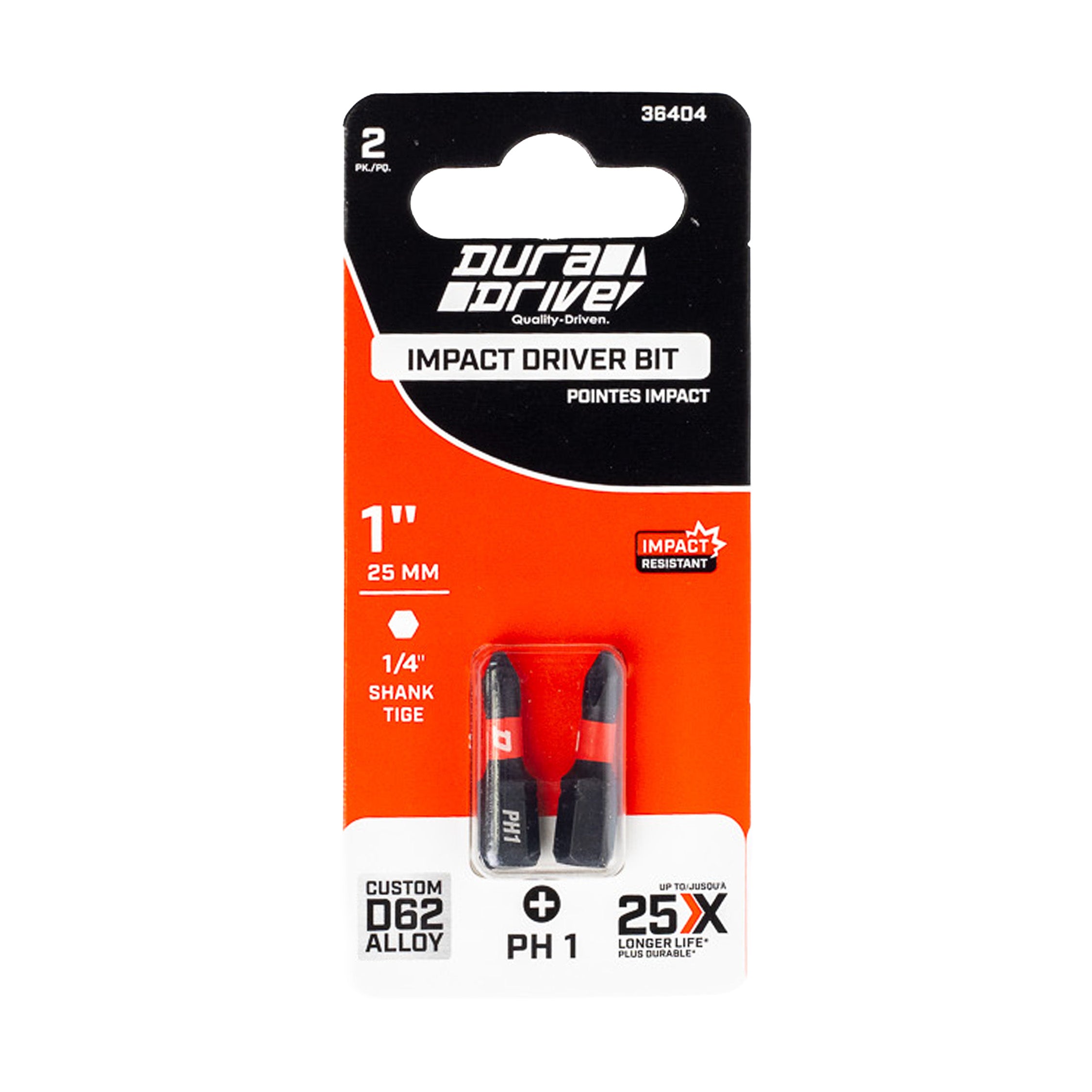 DuraDrive 2.0 PH1 x 1" Impact Driver Bit (2-Pack)