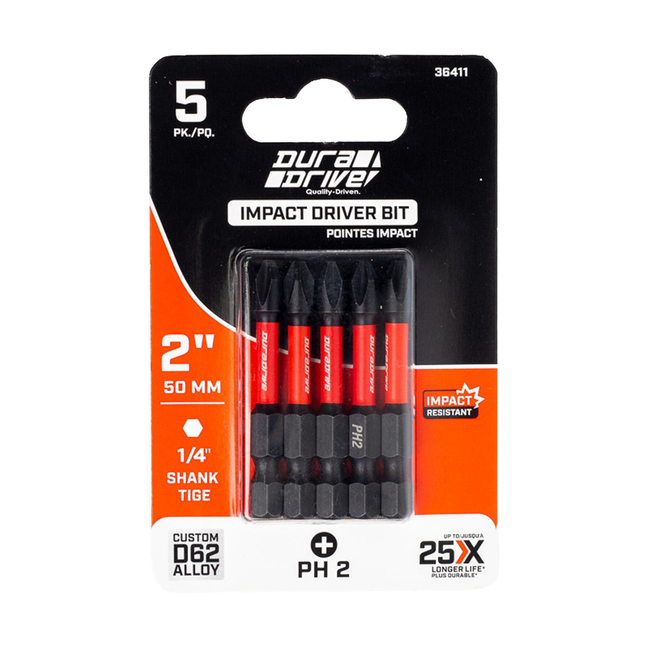 DuraDrive 2.0 PH2 x 2" Impact Driver Bit (5-Pack)