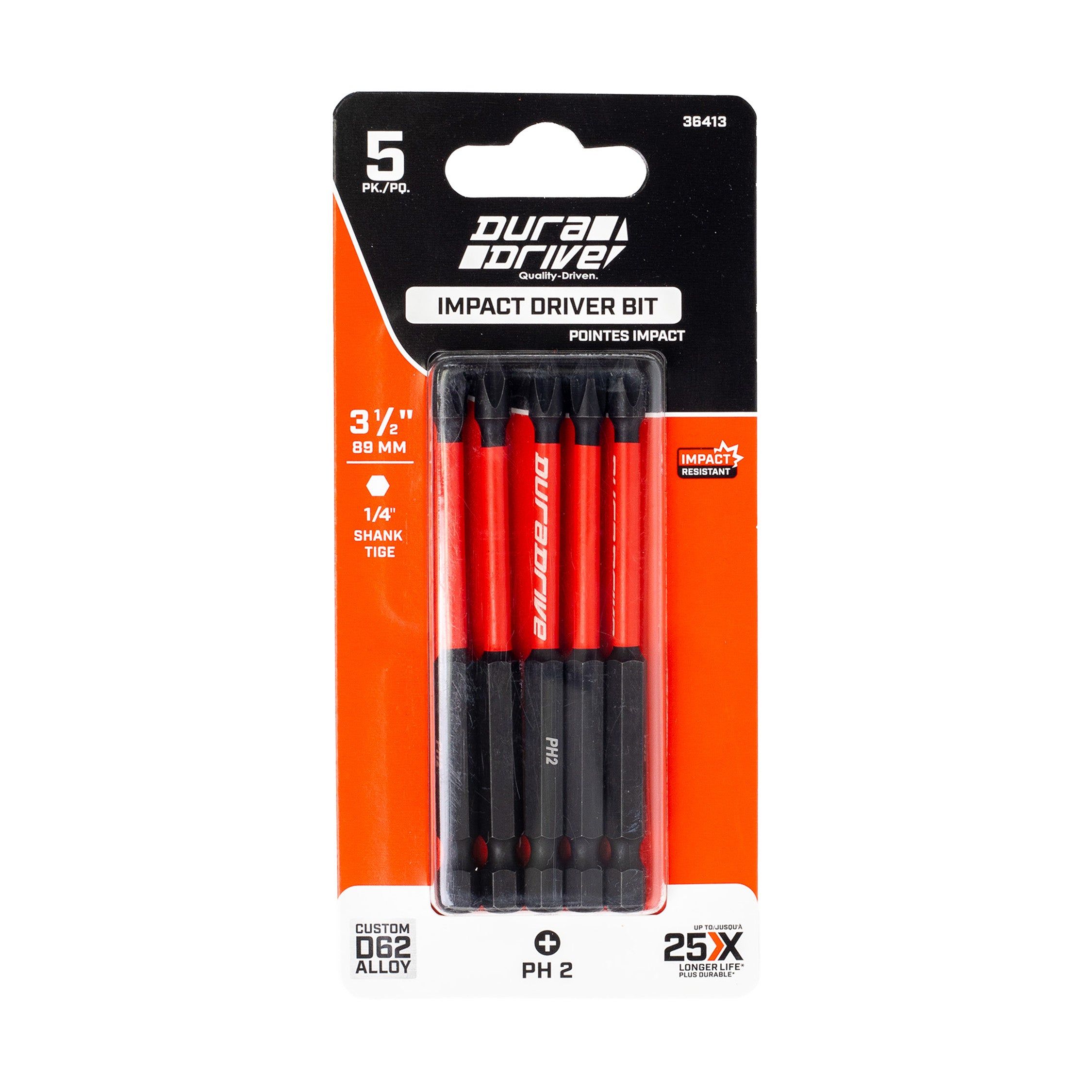 DuraDrive 2.0 PH2 x 3-1/2" Impact Driver Bit (5-Pack)
