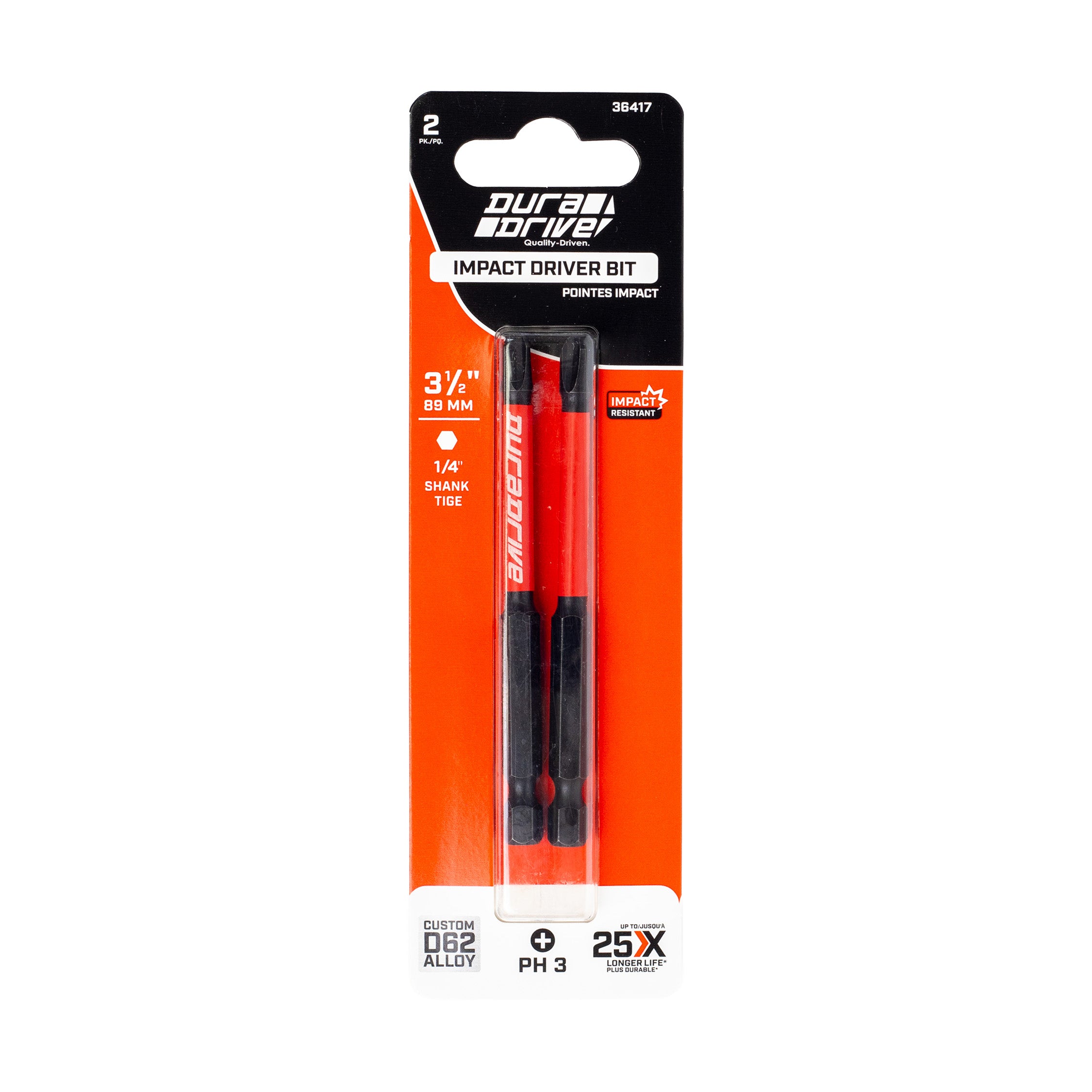 DuraDrive 2.0 PH3 x 3-1/2" Impact Driver Bit (2-Pack)