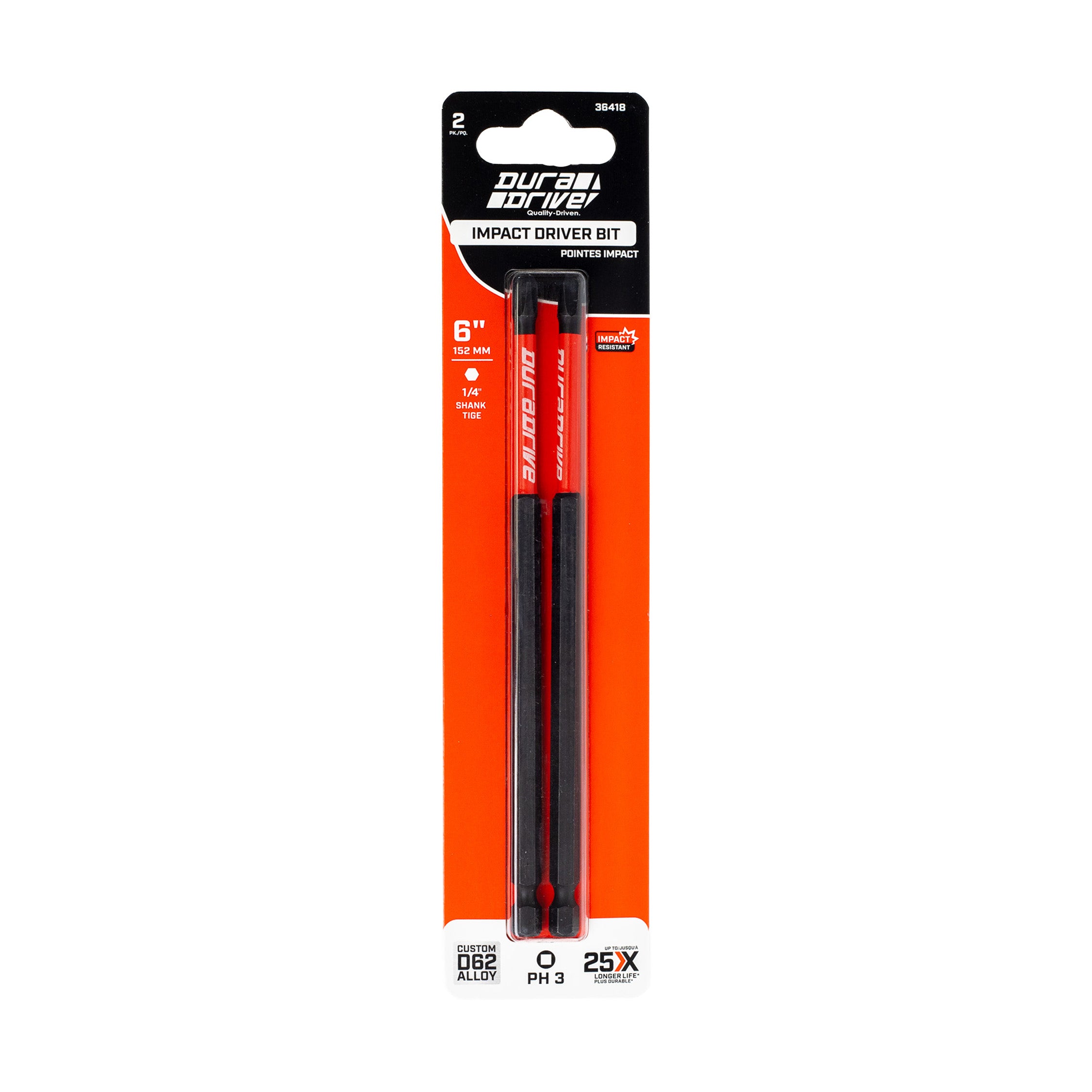 DuraDrive 2.0 PH3 x 6" Impact Driver Bit (2-Pack)