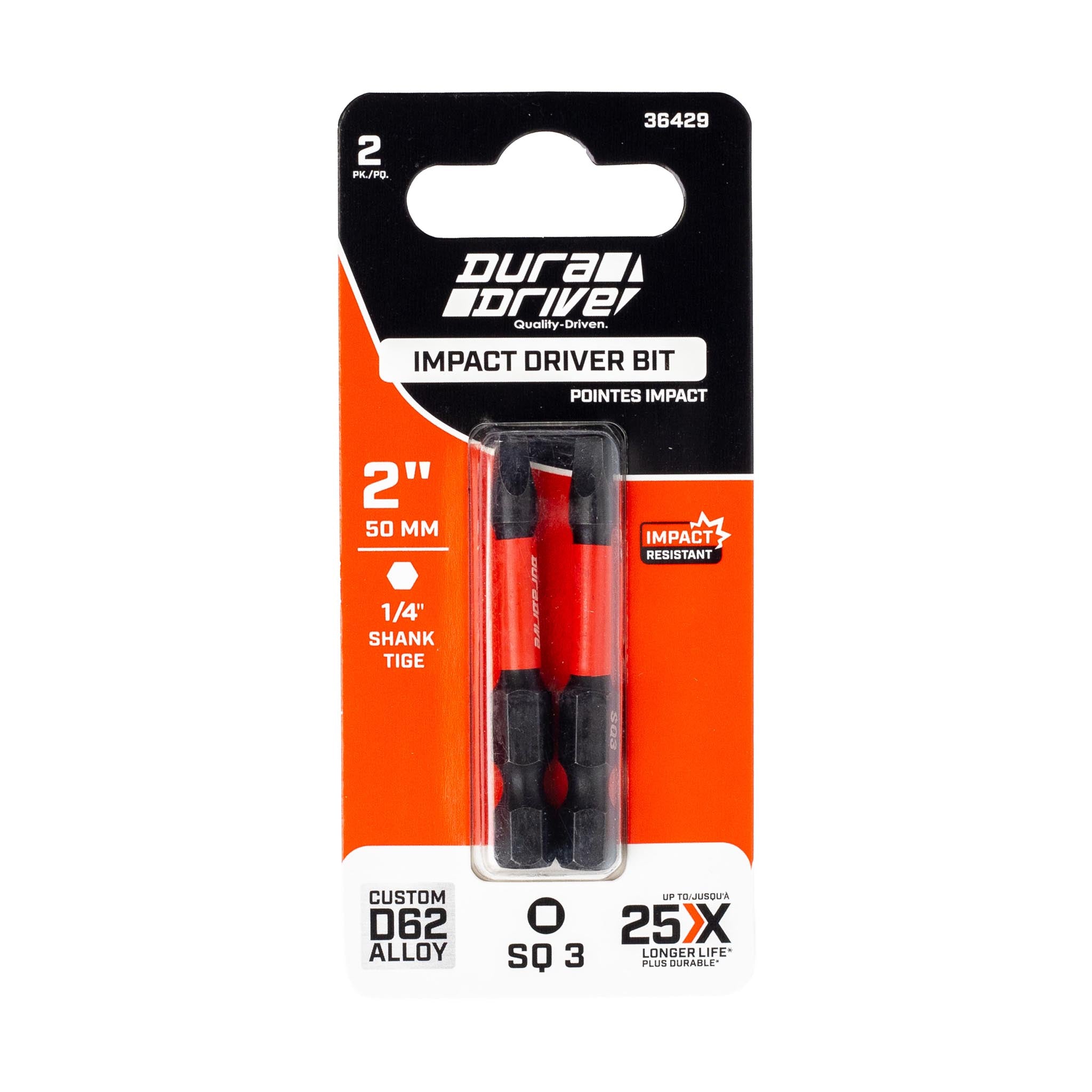 DuraDrive 2.0 SQ3 x 2" Impact Driver Bit (2-Pack)