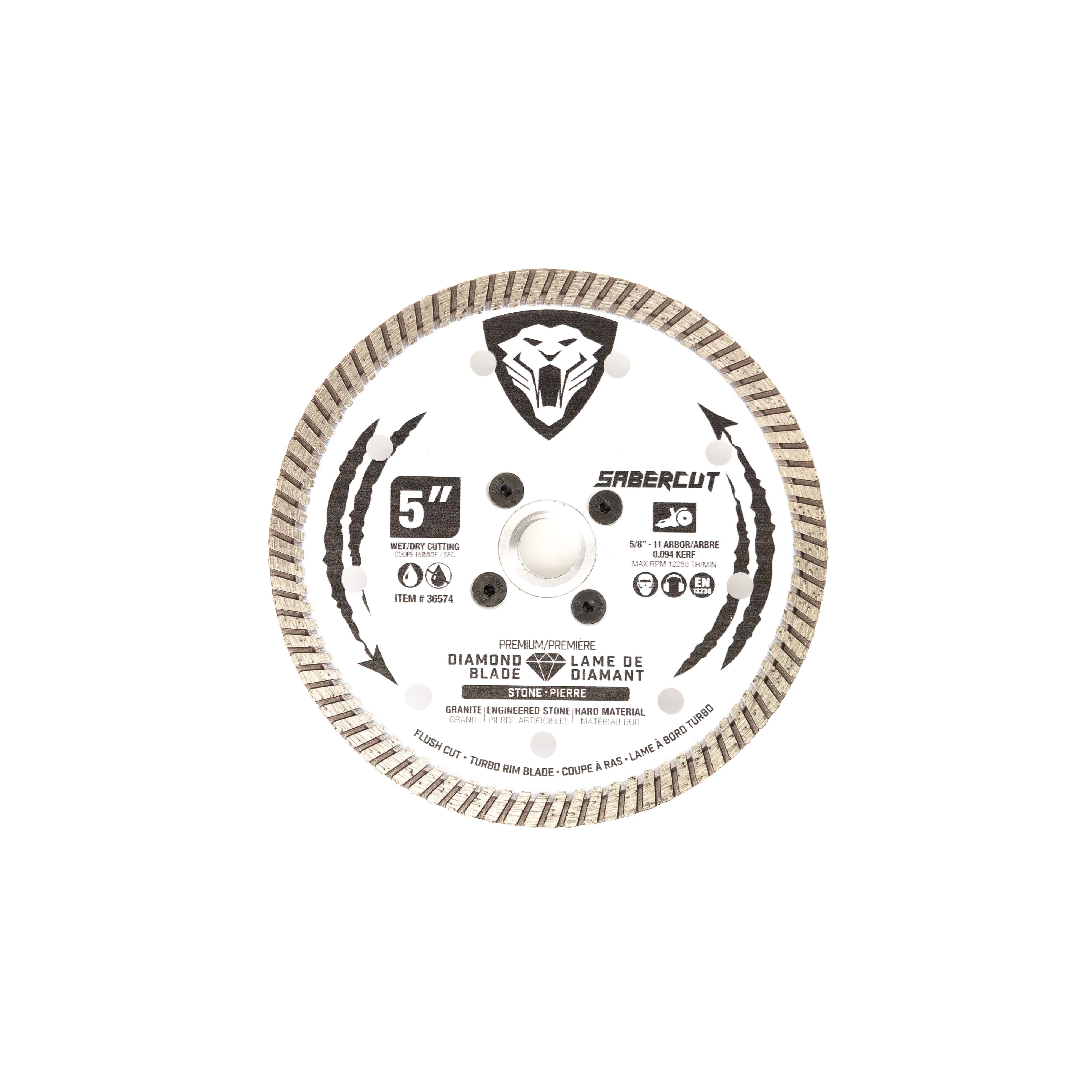 SABERCUT 5-In. Flush Cut, Turbo Diamond blade for Stone, Granite, Quartz