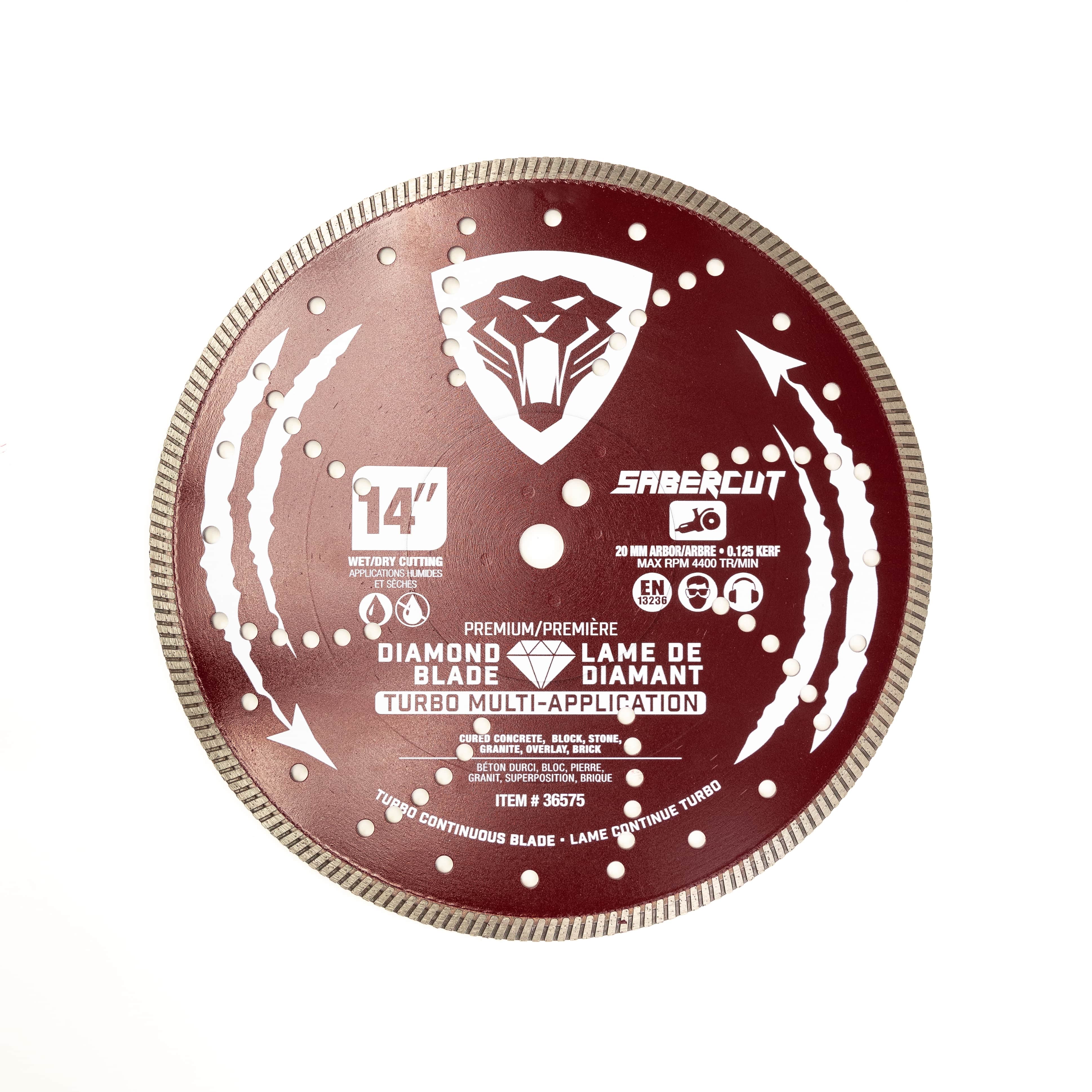 SABERCUT 14-In. x 20mm Turbo Continuous Diamond Blade for Multi-Application