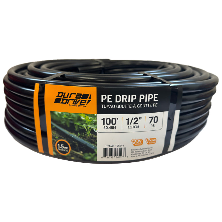 DuraDrive 1/2 in. x 100 ft. Black PVC Drip Pipe Tube