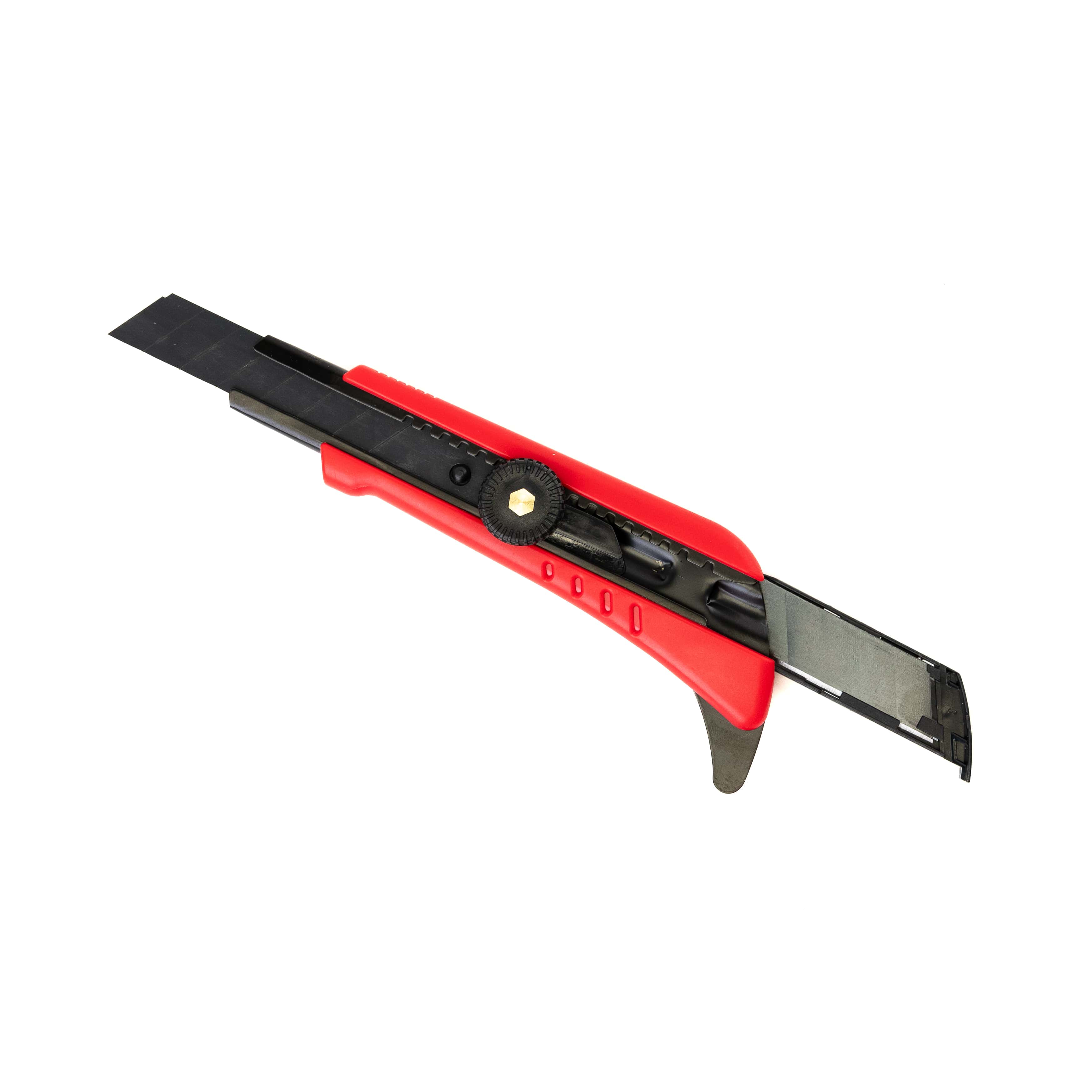SABERCUT RATCHETING WHEEL LOCK MULTIFUNCTIONAL SNAP OFF UTILITY KNIFE 18MM WITH METAL TAIL HOOK