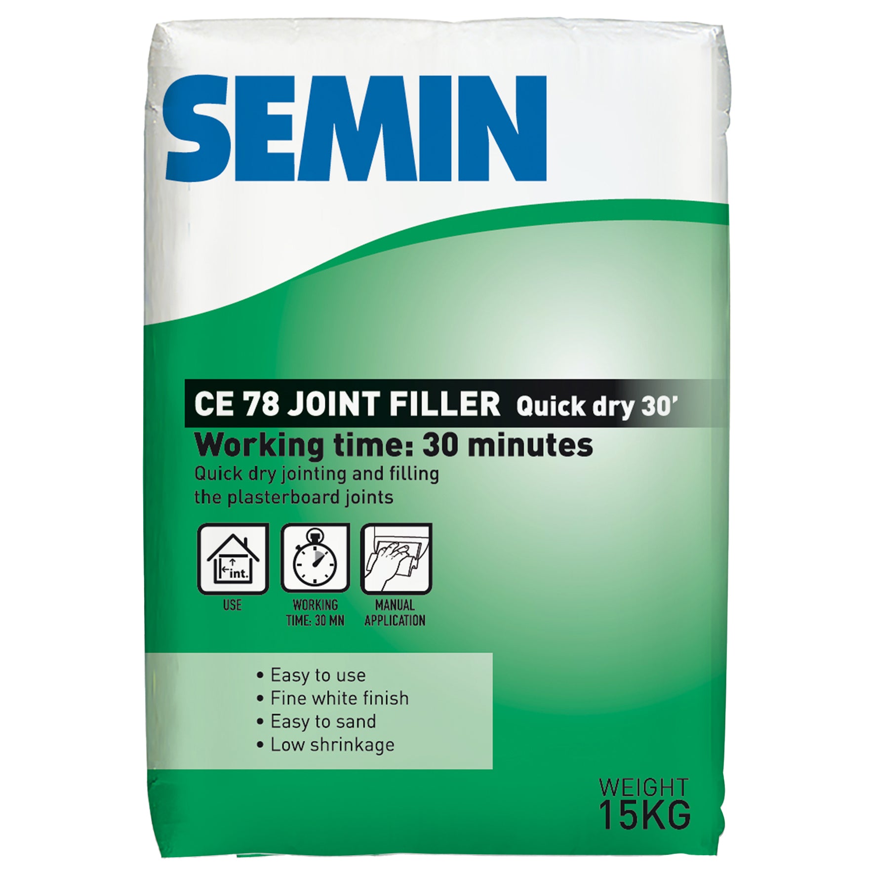 Semin 30 Setting Type Drywall Joint Compound, 15 kg Bag