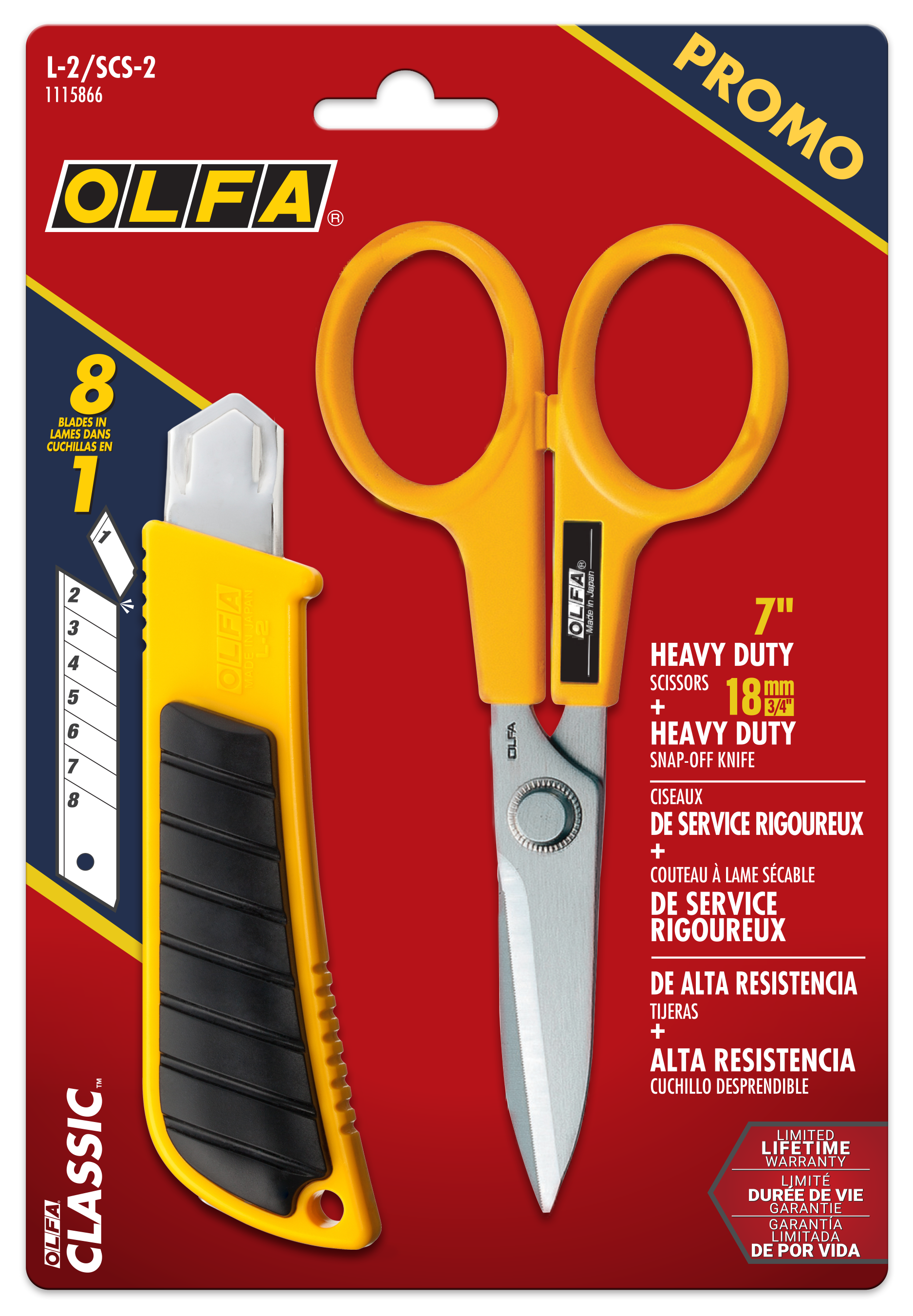 Olfa 18mm Utility Knife & 7in SS Scissors Combo Pack