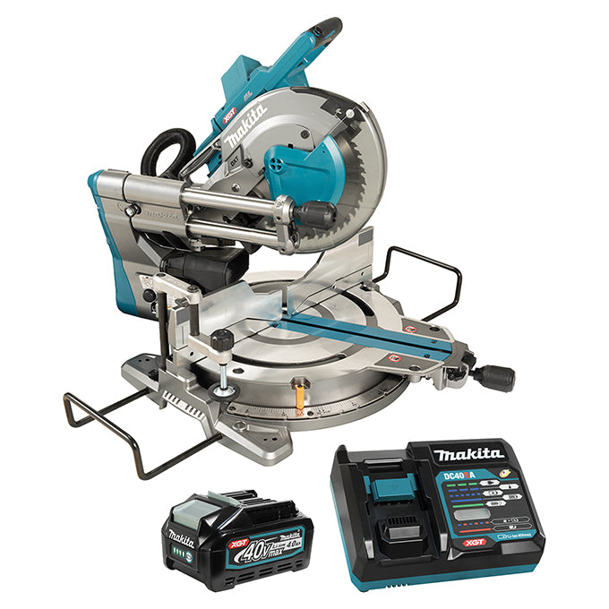 MAKITA LS004GM102 40Vmax XGT 10 in. Dual Compound Mitre Saw Kit with AWS (4.0Ah x1)