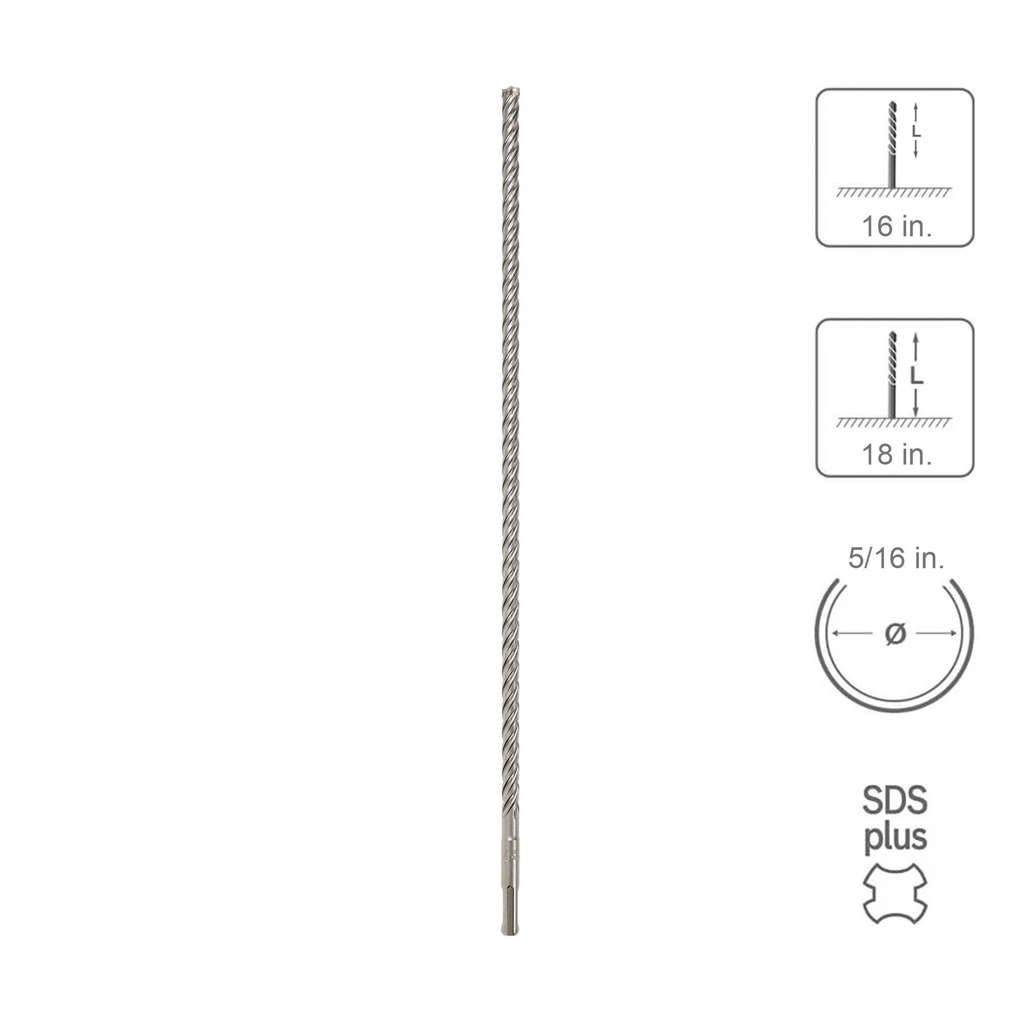 SABERCUT 5/16 In. x 16 In. x 18 In. 4-Cutter Premium Full Head Carbide SDS Plus Drill Bit
