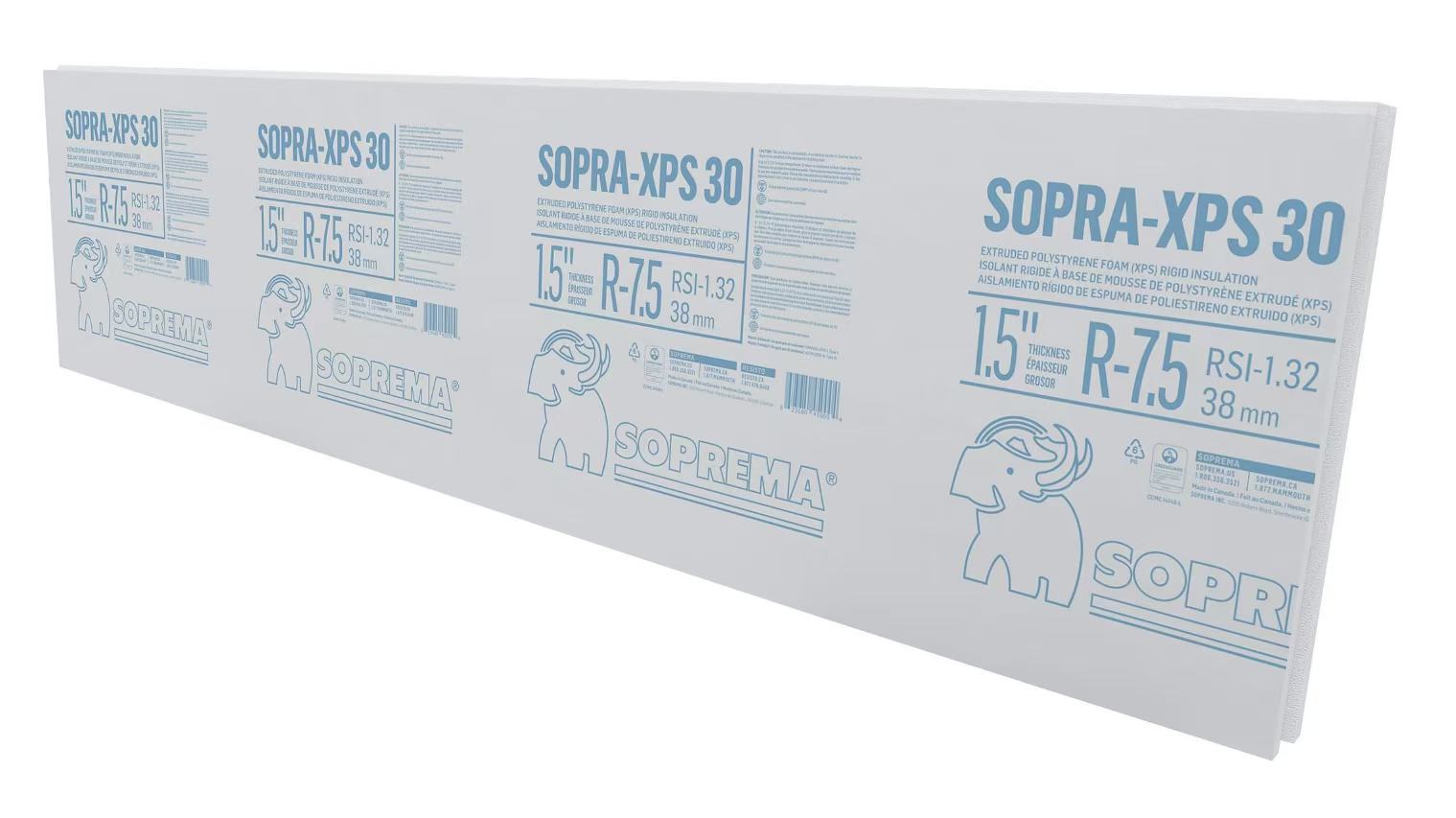 SOPRA XPS-30 1-1/2 in. x 24 in. x 96 in. Shiplap Four-Edge Extruded Polystyrene Rigid Insulation